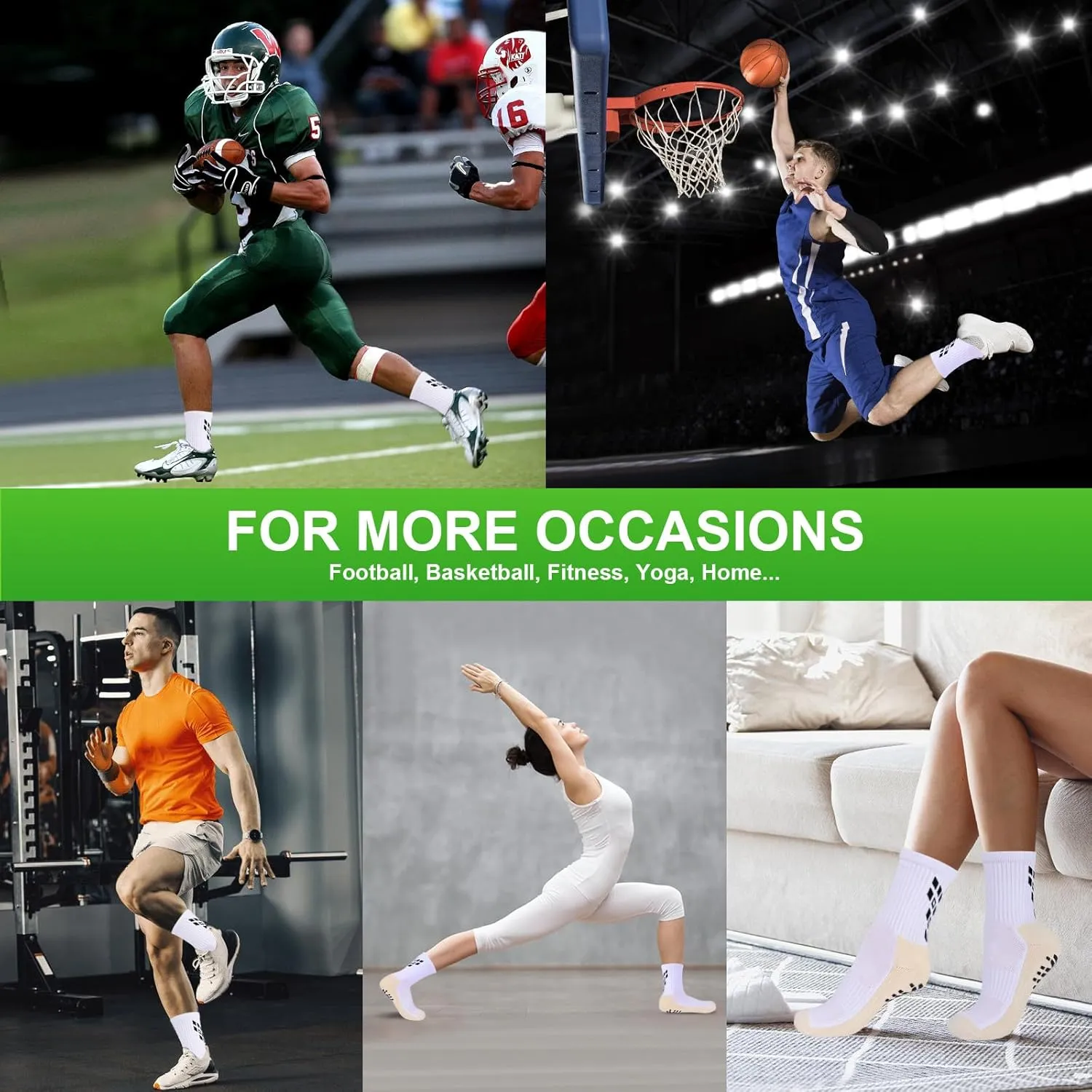 4-Pairs Grip Soccer Socks Men Women Non-slip Sports Socks Cushioned Football Yoga Pilates Basketball Rugby Hiking