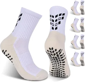 4-Pairs Grip Soccer Socks Men Women Non-slip Sports Socks Cushioned Football Yoga Pilates Basketball Rugby Hiking