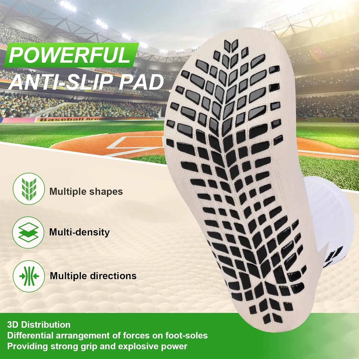 4-Pairs Grip Soccer Socks Men Women Non-slip Sports Socks Cushioned Football Yoga Pilates Basketball Rugby Hiking