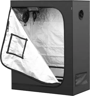 48"x24"x60" Grow Tent with Observation Window and Removable Floor Tray, Tool Bag for Indoor, 24" x 48" x 60", Black/Silver