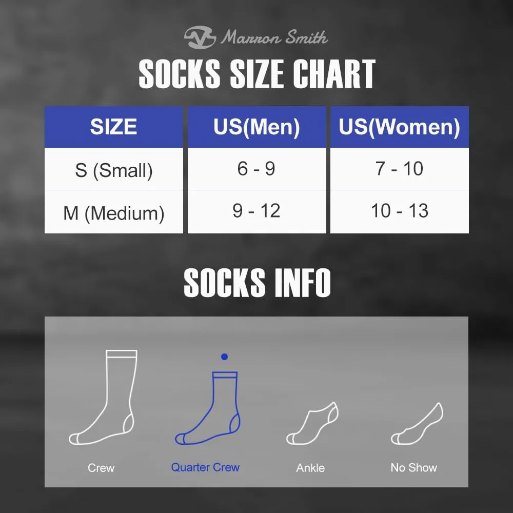 6-Pack Cotton Stripe Quarter Crew Socks, Extra Thick Cushioned, Daily Comfort for Men & Women