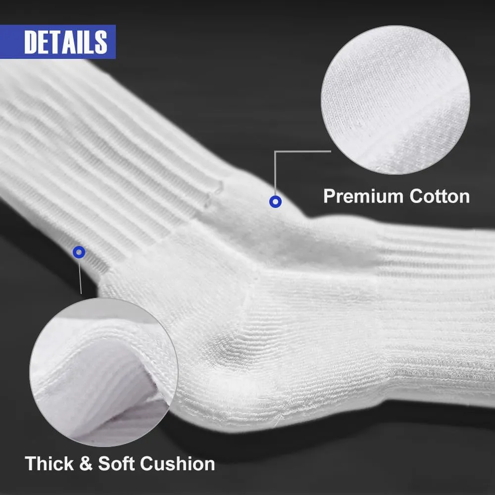 6-Pack Cotton Stripe Quarter Crew Socks, Extra Thick Cushioned, Daily Comfort for Men & Women
