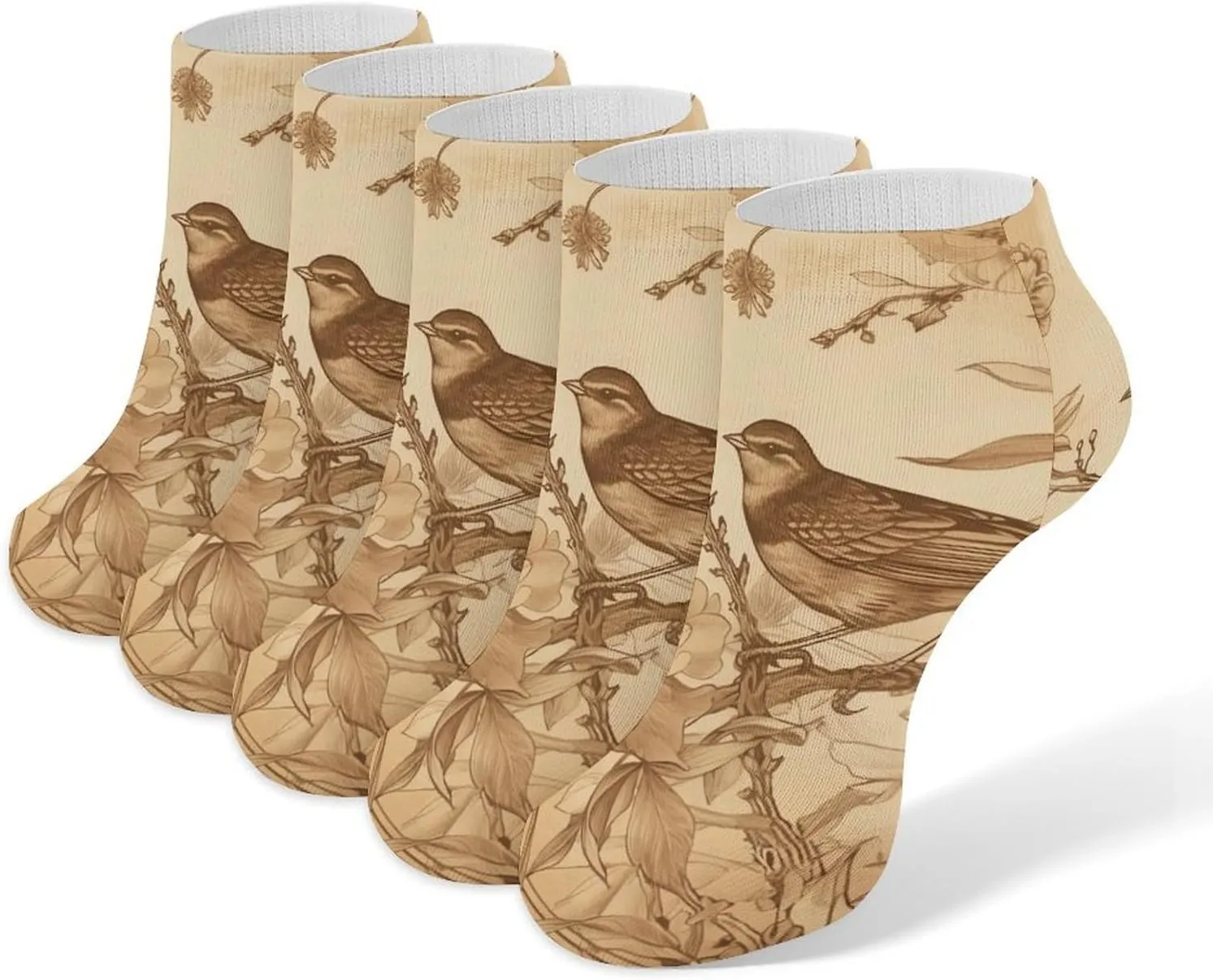A Bird in The Field Ankle Socks for Men & Women, 5 Pairs Breathable Soft Low Cut Socks, Stretch Sweat Wicking Sox