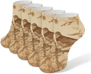 A Bird in The Field Ankle Socks for Men & Women, 5 Pairs Breathable Soft Low Cut Socks, Stretch Sweat Wicking Sox