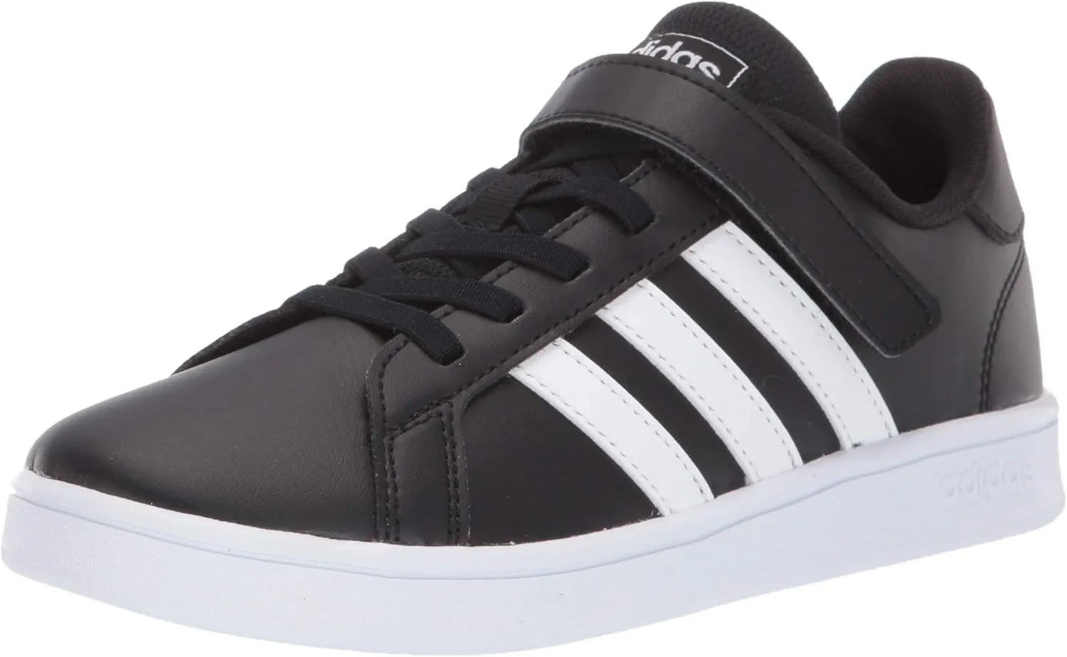 adidas unisex child Grand Court Tennis Shoe, Black/White/White (Hook and Loop), 11.5 Little Kid US