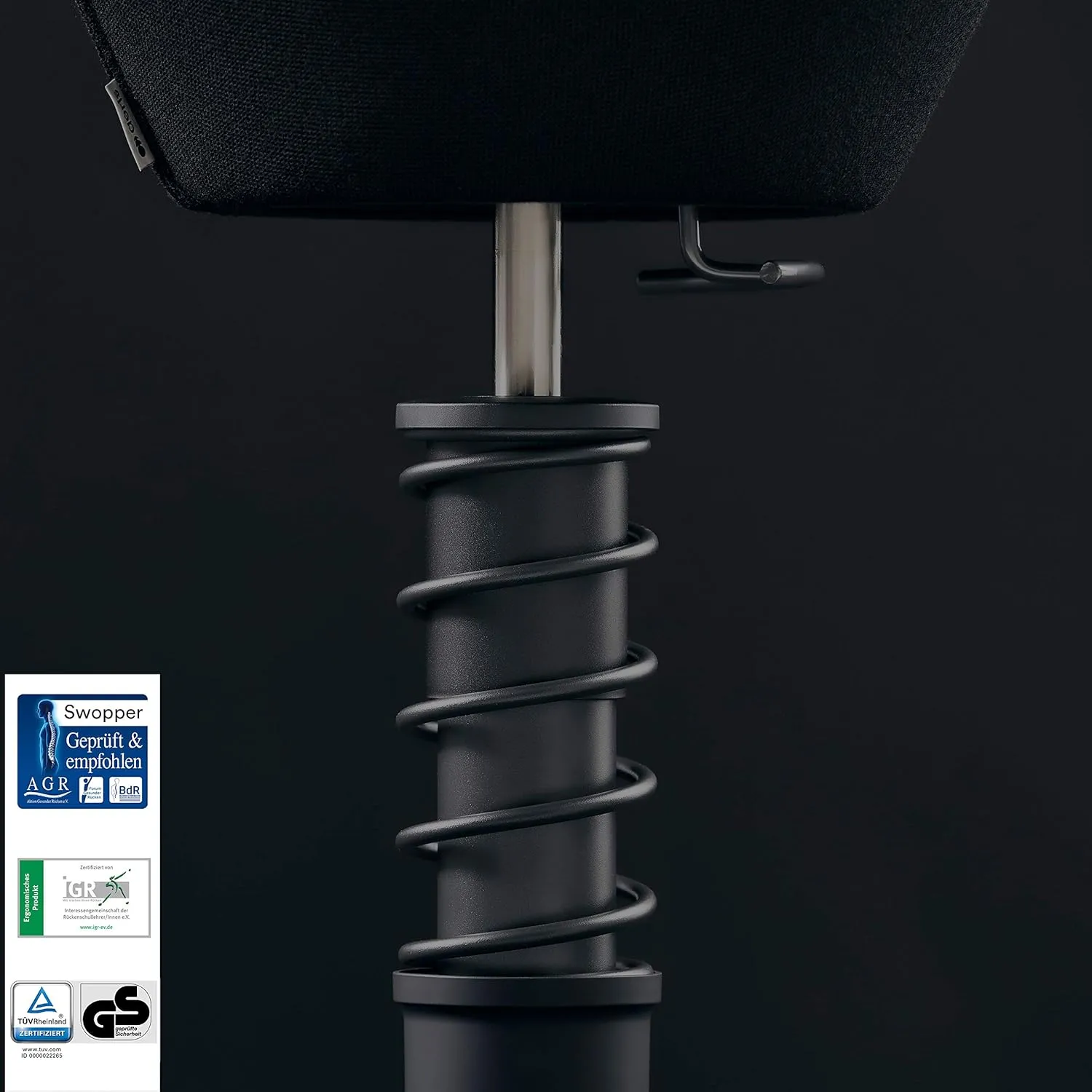 aeris Swopper New Edition Ergonomic stool - Dynamic office chair for a healthy back - office stool and seat trainer - 17.7-23.2seat height, spring strut type Standard