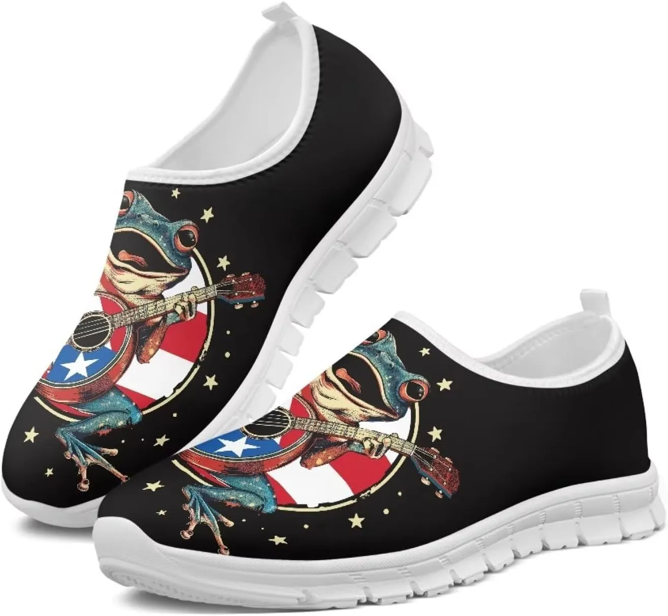 American Flag Men's Lightweight Running Walking Shoes Slip On Breathable Gym Sneakers Non Slip Loafer Fashion Workout Shoes SizeUS 5-14