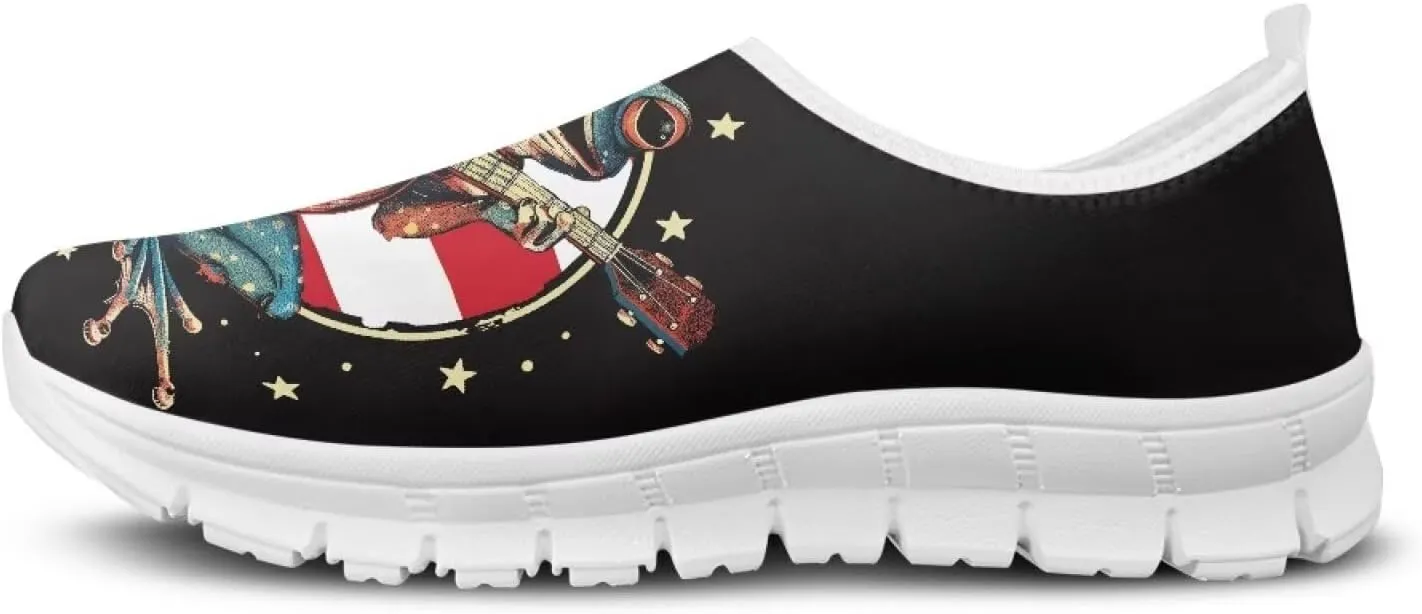 American Flag Men's Lightweight Running Walking Shoes Slip On Breathable Gym Sneakers Non Slip Loafer Fashion Workout Shoes SizeUS 5-14