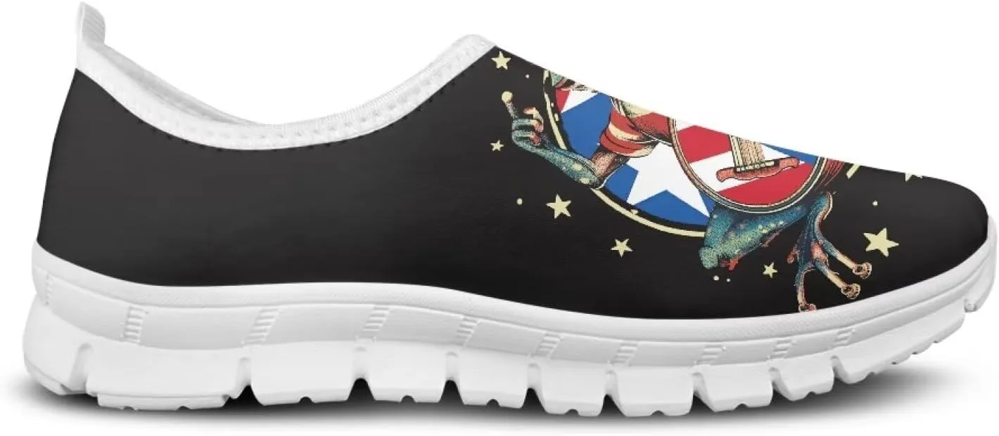 American Flag Men's Lightweight Running Walking Shoes Slip On Breathable Gym Sneakers Non Slip Loafer Fashion Workout Shoes SizeUS 5-14