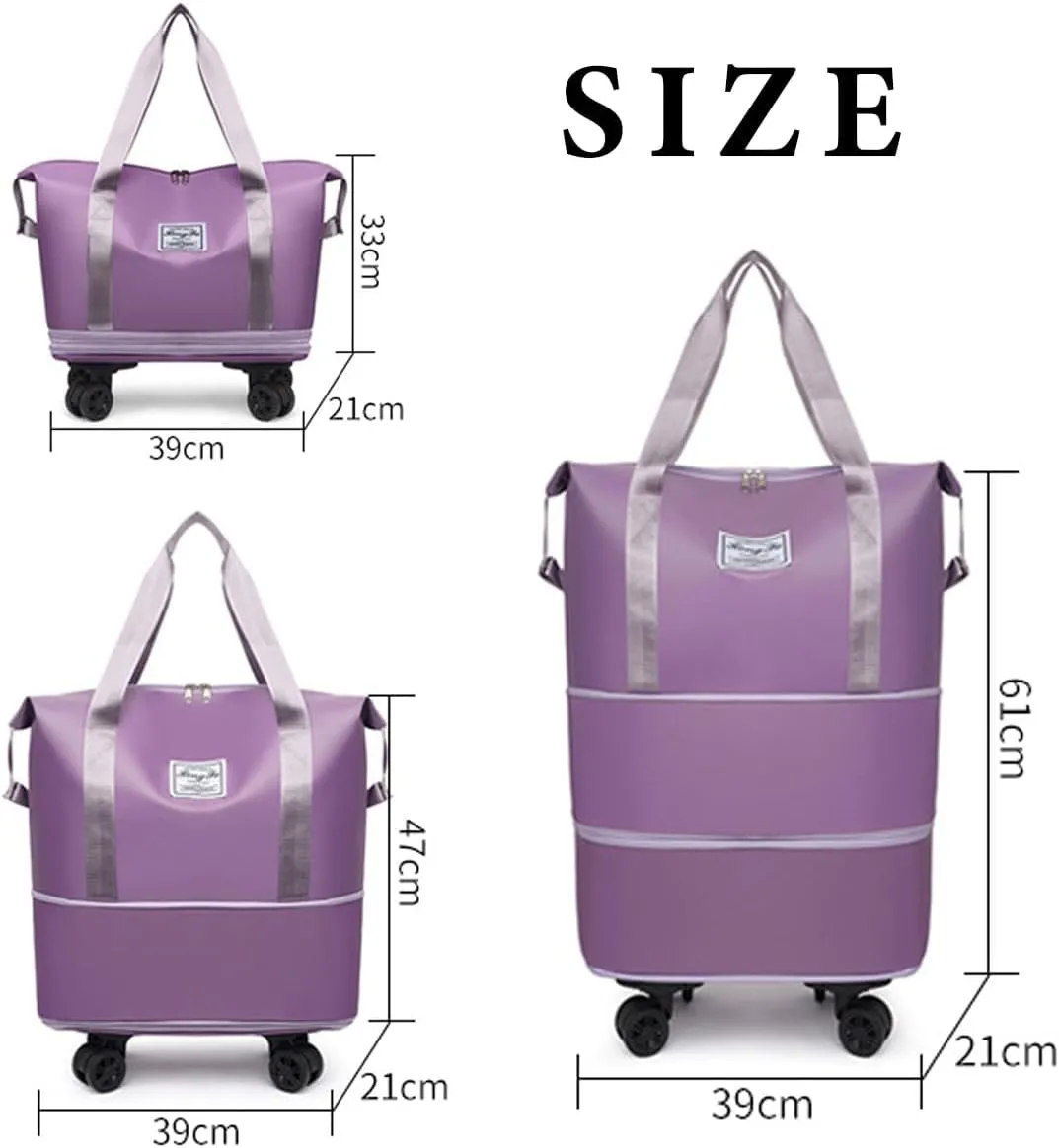 Beente Travel Bag with Wheels, 2025 New Large Capacity Travel Bag - Universal Wheel Removable, for Short Trips (Light Blue)