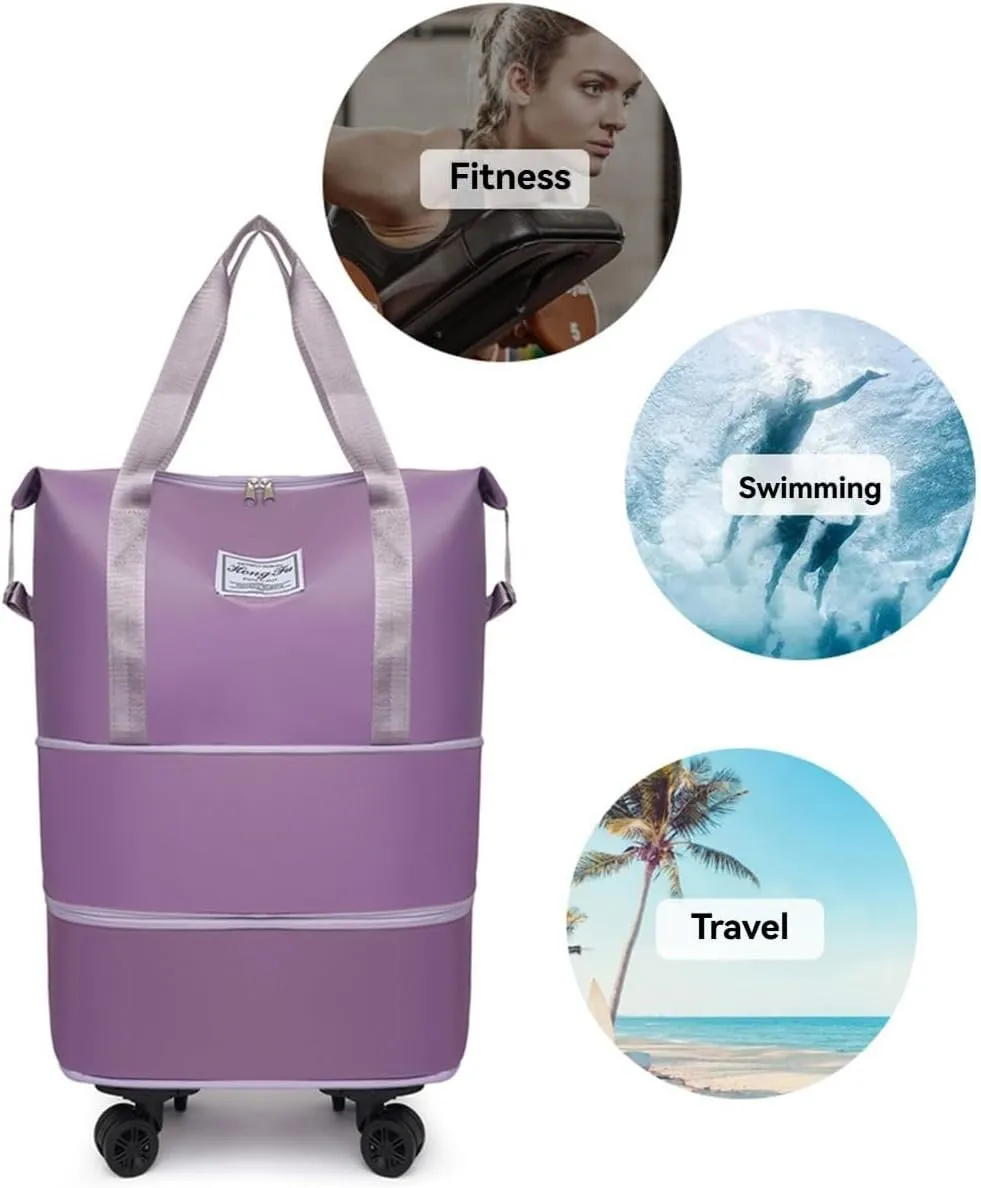 Beente Travel Bag with Wheels, 2025 New Large Capacity Travel Bag - Universal Wheel Removable, for Short Trips (Light Blue)