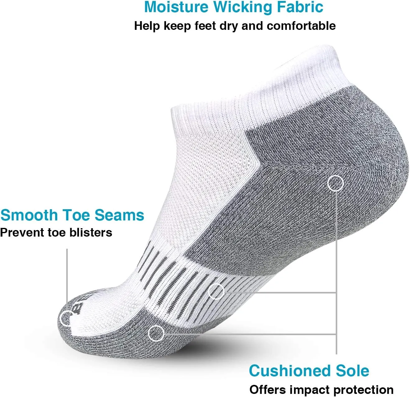 BERING Men's Ankle Socks Athletic Cushioned Running Socks (6 Pairs)