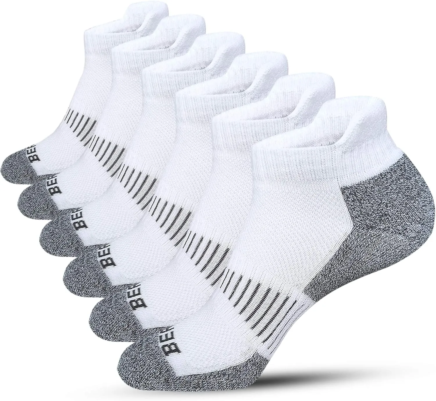 BERING Men's Ankle Socks Athletic Cushioned Running Socks (6 Pairs)