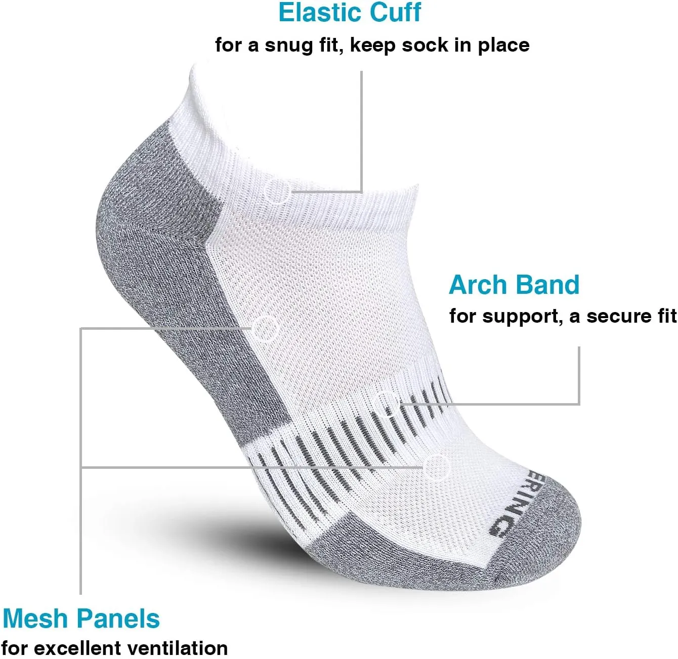 BERING Men's Ankle Socks Athletic Cushioned Running Socks (6 Pairs)