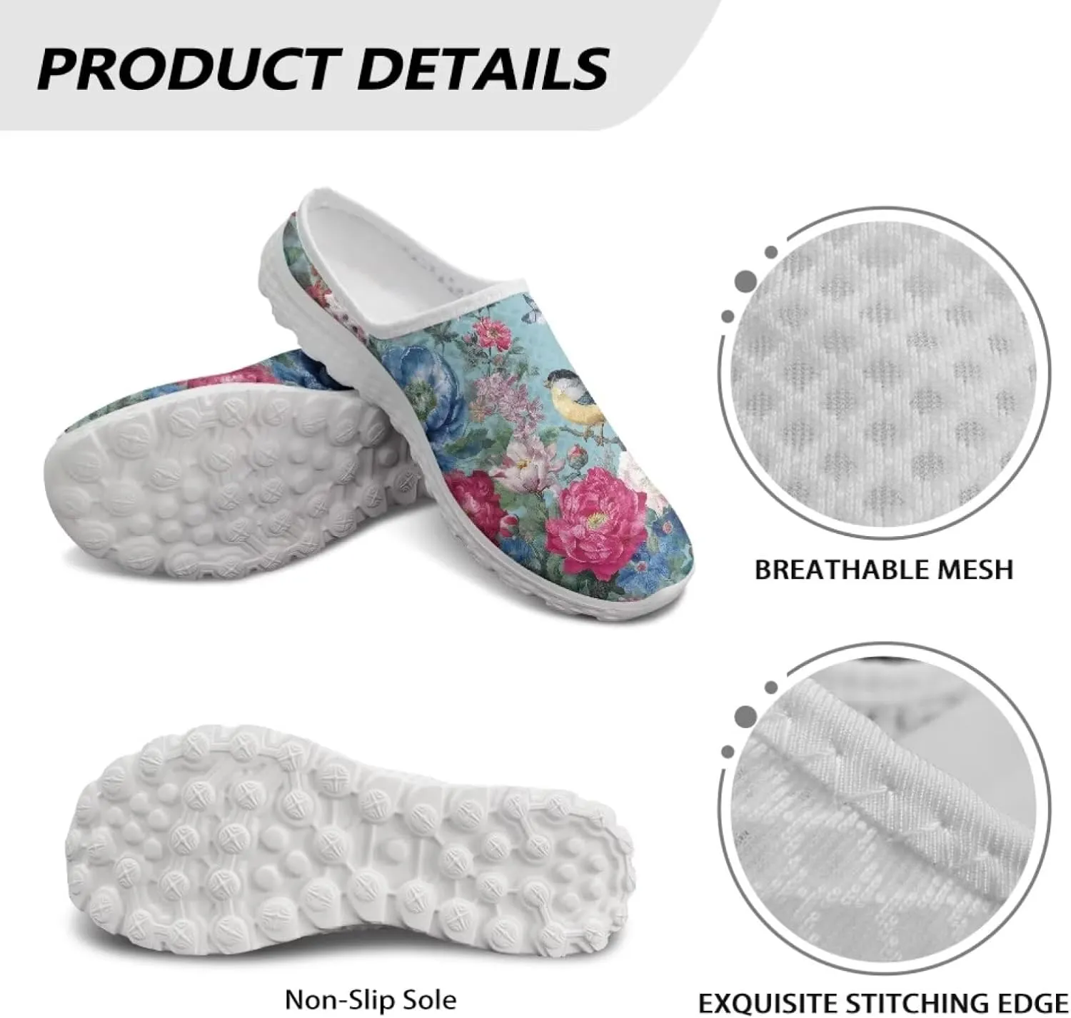 Binienty Womens Mule Shoes Slip on Mesh Garden Clogs Fashion Four Seasons Walking Shoe Outdoor Footwear