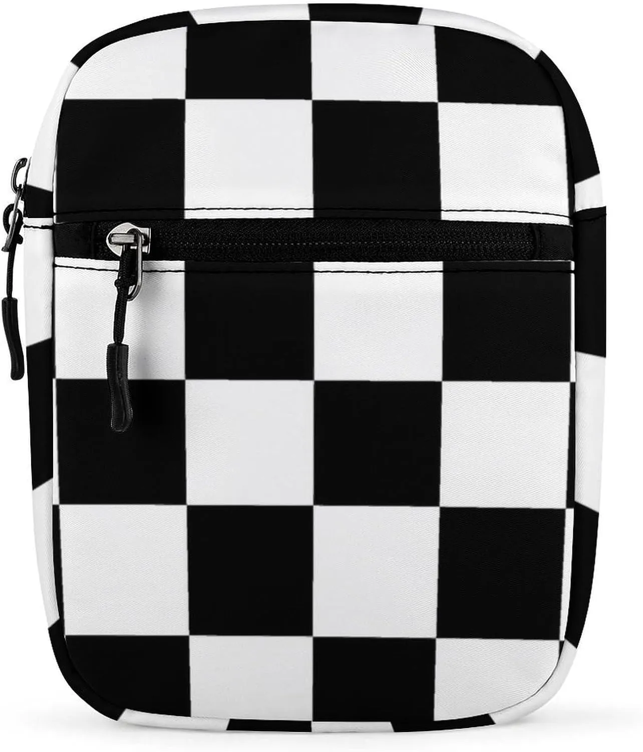 Black And White Checkered Pattern Crossbody Bag Small Shoulder Bag Waterproof, Lightweight And Convenient