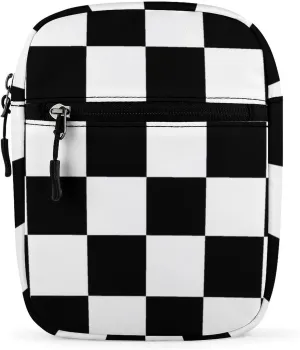 Black And White Checkered Pattern Crossbody Bag Small Shoulder Bag Waterproof, Lightweight And Convenient