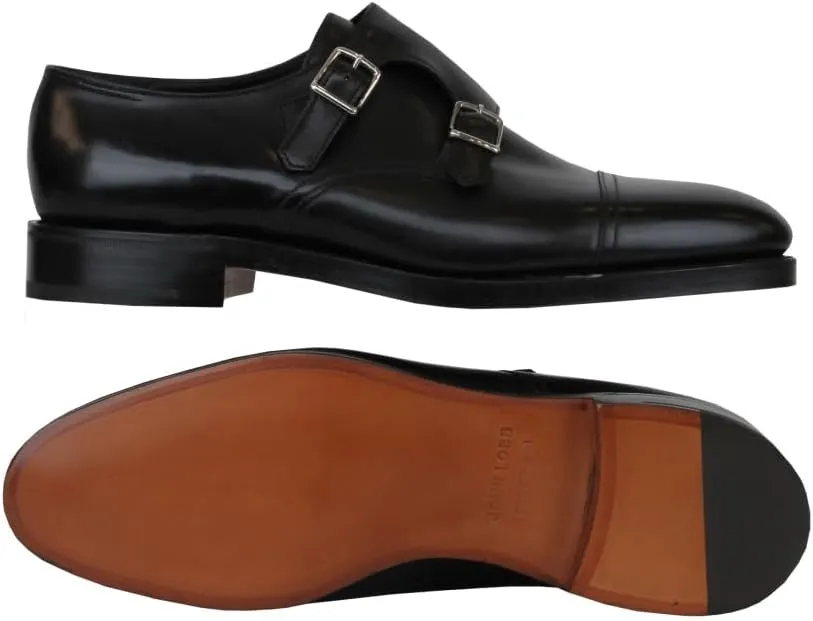 Black Calf Leather Double Monk Strap Shoes