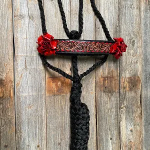Black Mule Tape Halter - Red Rose #MT200