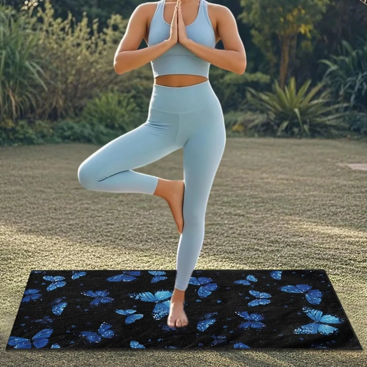 Blue Butterfly Sweatproof Car Seat Covers Anti-Slip Towel Car Seat Cover Universal Fit for Most Cars Trucks SUV Fitness Athletes Pets Gym and Water Sports