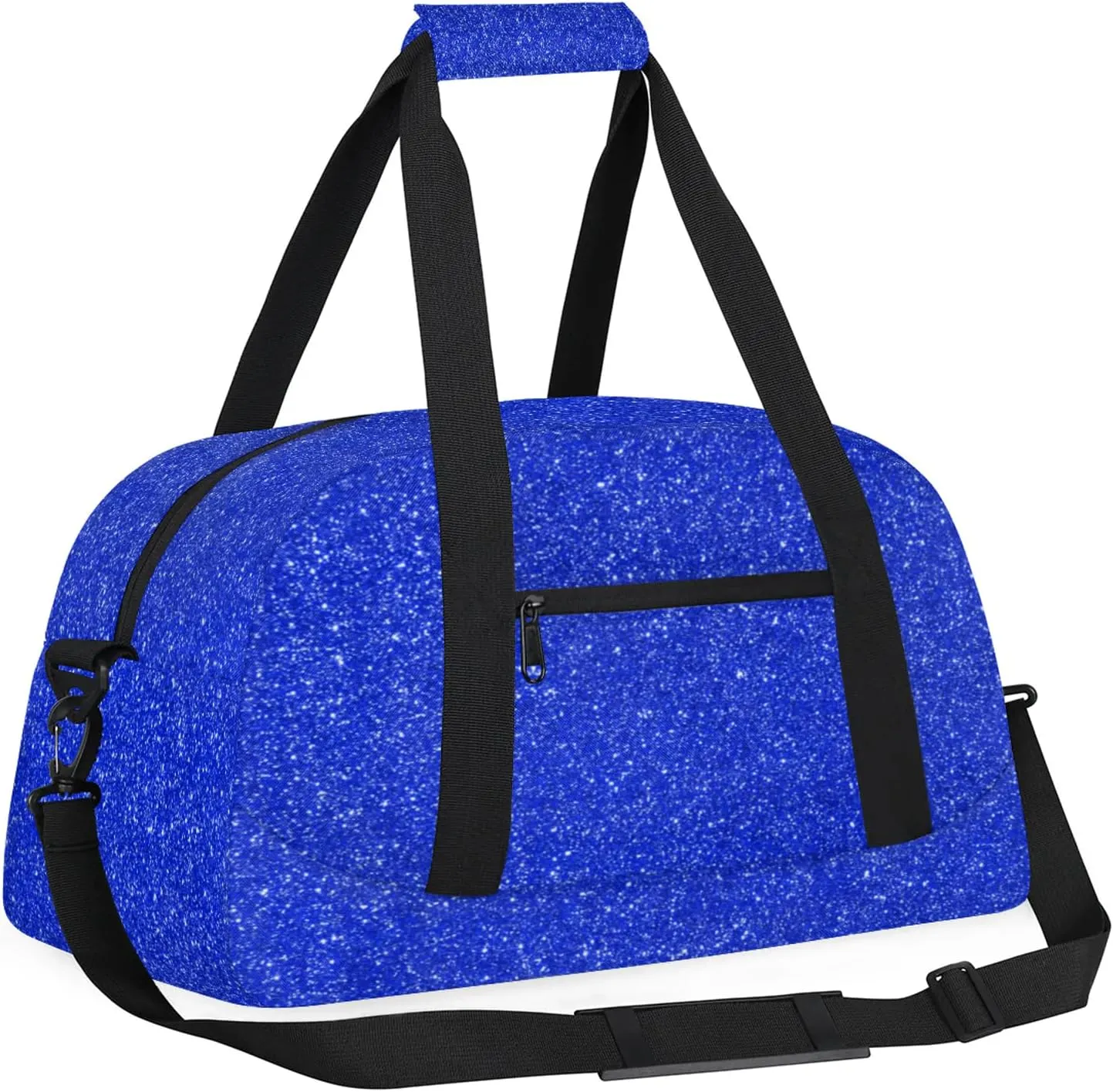 Blue Glitter Star Small Gym Bag 18 inch Carry On Duffel Bag for Weekender Travel Sports Workout Yoga Gymnastics Dance Ballet