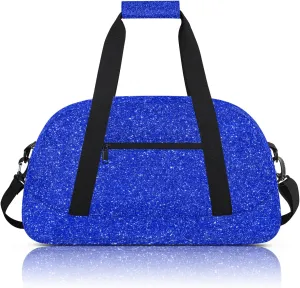 Blue Glitter Star Small Gym Bag 18 inch Carry On Duffel Bag for Weekender Travel Sports Workout Yoga Gymnastics Dance Ballet