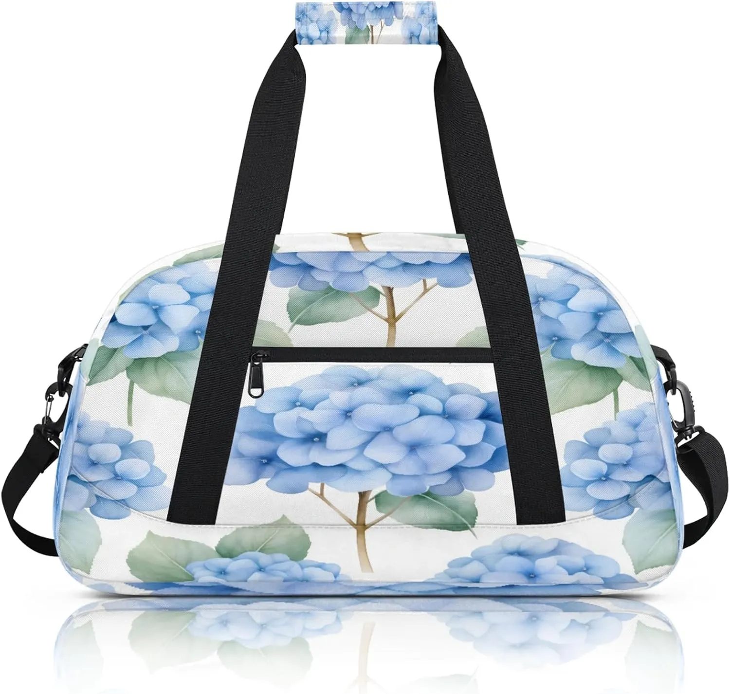 Blue Hydrangeas Small Gym Bag 18 inch Carry On Duffel Bag for Weekender Travel Sports Workout Yoga Gymnastics Dance Ballet