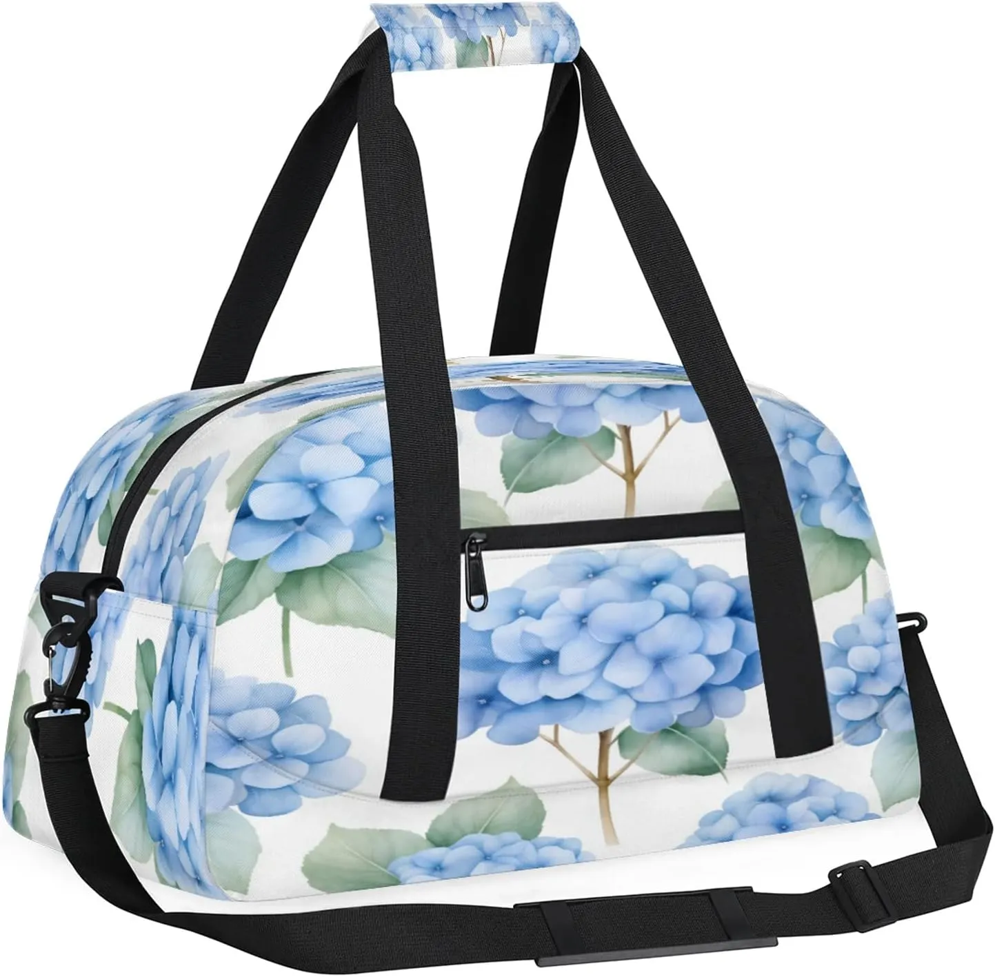 Blue Hydrangeas Small Gym Bag 18 inch Carry On Duffel Bag for Weekender Travel Sports Workout Yoga Gymnastics Dance Ballet