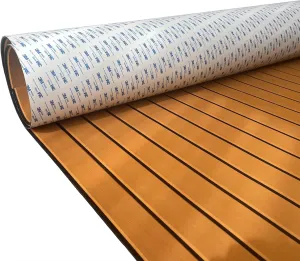 Boat Flooring with 3M Self-Adhesive,Marine EVA Foam Boat Decking,Faux Teak Sheet for Deck Floor, Non-Slip for Yacht Kayak Motorboat RV