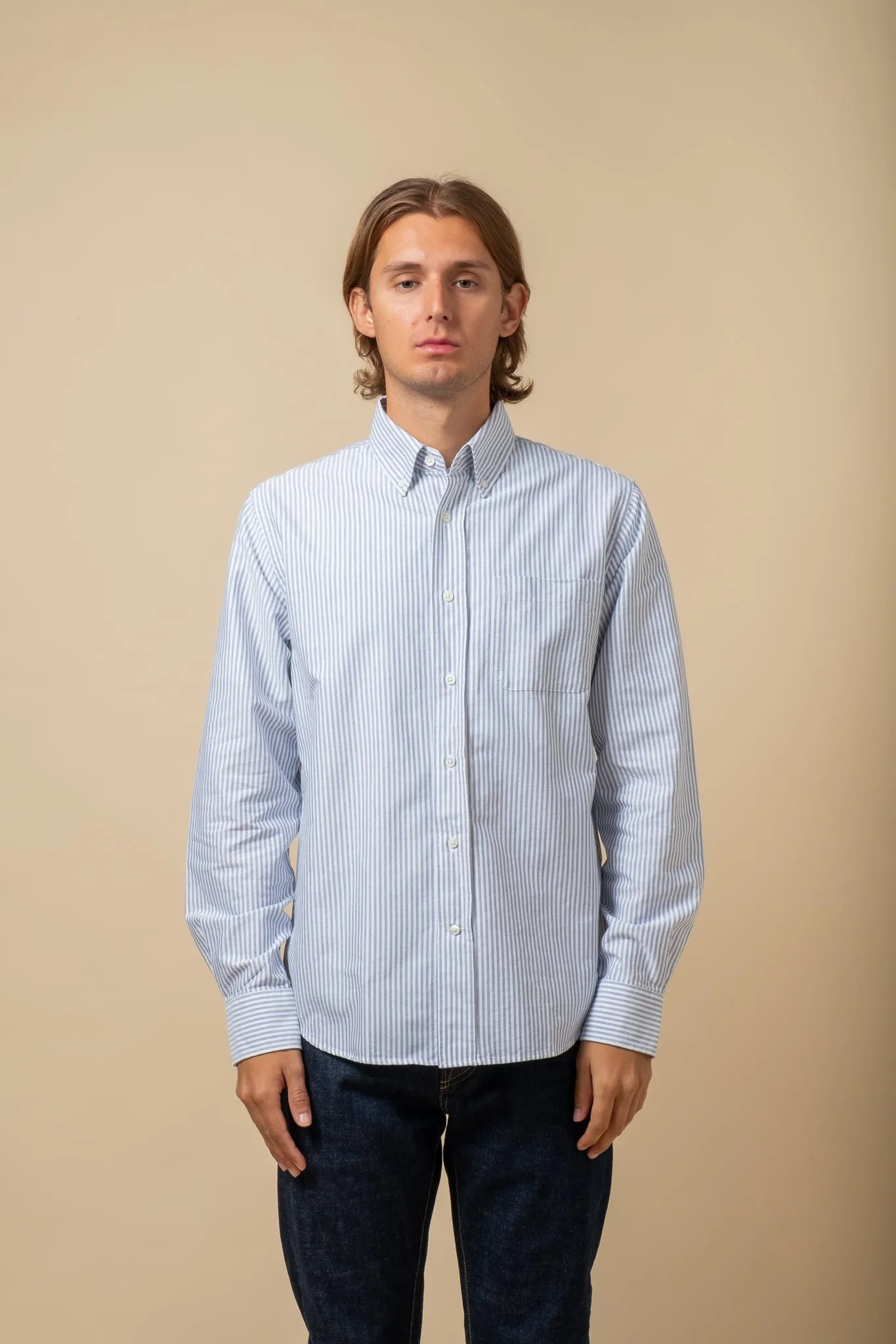 Button Down American Oxford - Blue Stripe