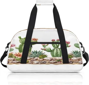 Cacti Succulen Small Gym Bag 18 inch Carry On Duffel Bag for Weekender Travel Sports Workout Yoga Gymnastics Dance Ballet