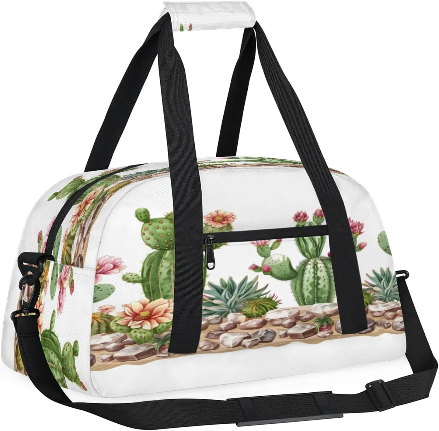 Cacti Succulen Small Gym Bag 18 inch Carry On Duffel Bag for Weekender Travel Sports Workout Yoga Gymnastics Dance Ballet