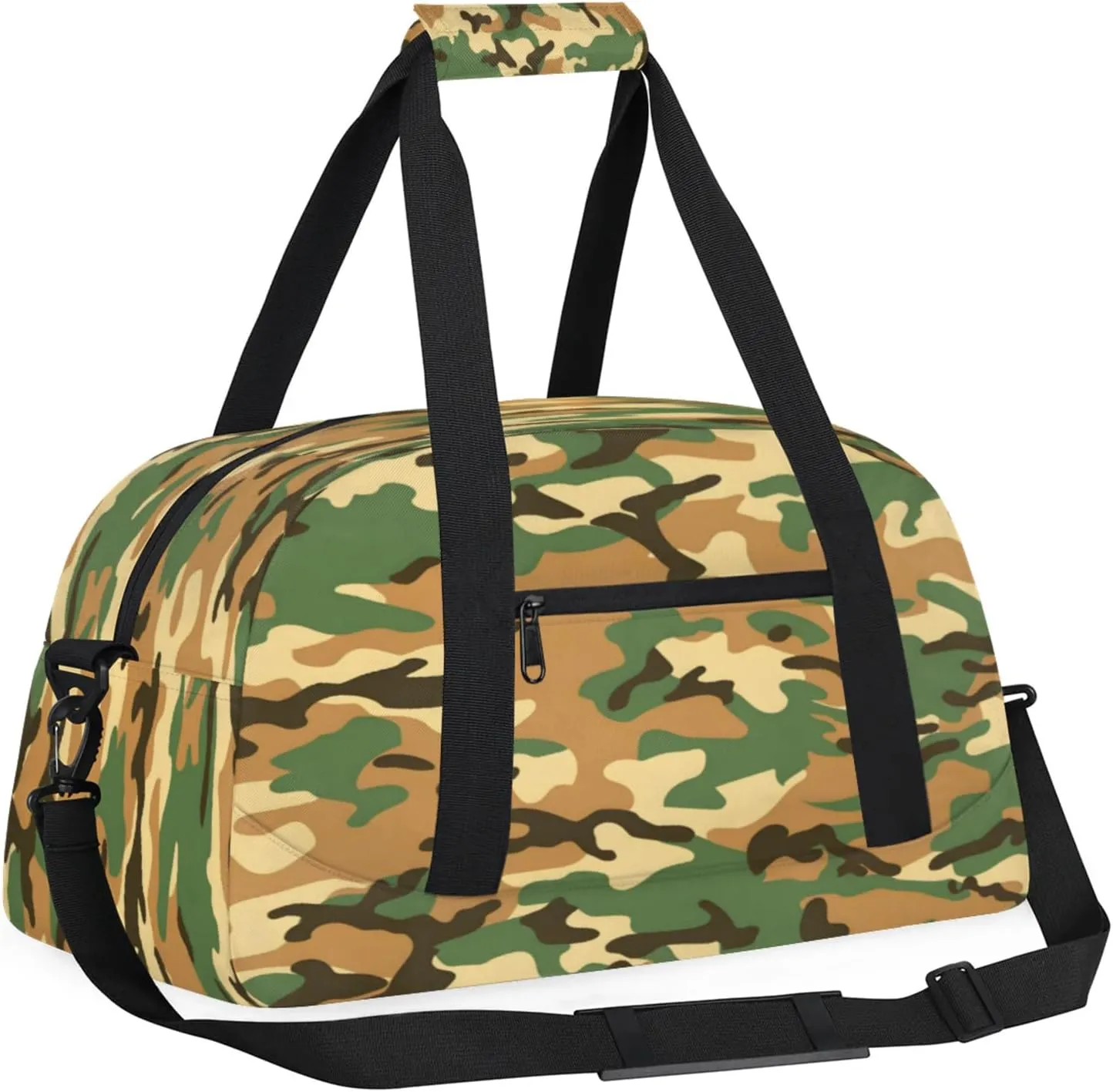 Camo Army Gym Bag for Women Men, Sports Travel Duffel Bag Lightweight Workout Bag Carry On Overnight Weekender Bag