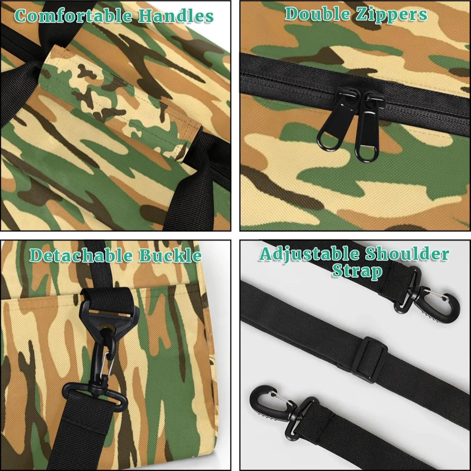 Camo Army Gym Bag for Women Men, Sports Travel Duffel Bag Lightweight Workout Bag Carry On Overnight Weekender Bag