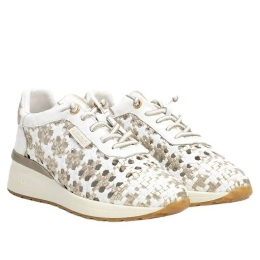 Carmela Woven Leather Lace-up 162287-WHITE