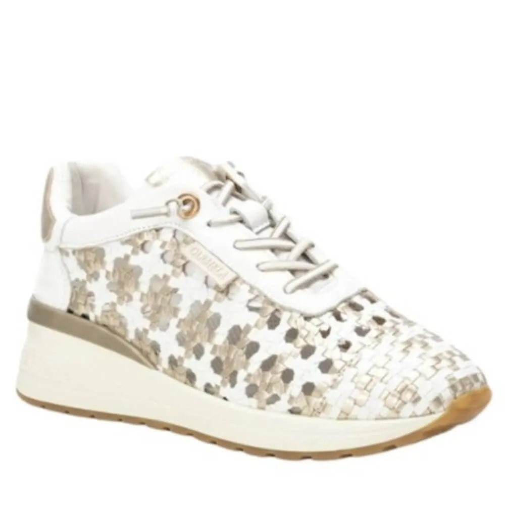 Carmela Woven Leather Lace-up 162287-WHITE