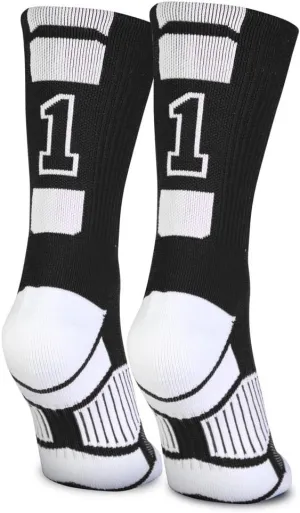 ChalkTalkSPORTS Custom Team Socks | Choose Your Number | Youth & Adult Performance Socks - Black