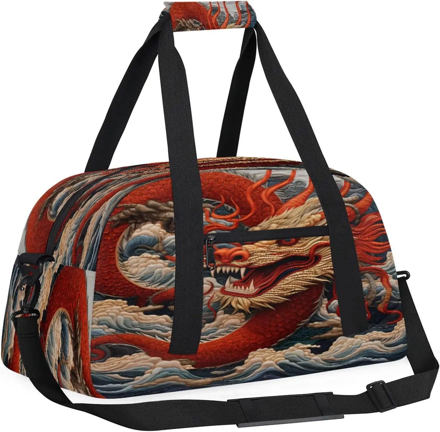 Chinese Dragon Small Gym Bag 18 inch Carry On Duffel Bag for Weekender Travel Sports Workout Yoga Gymnastics Dance Ballet