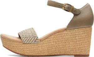 Clarks Womens Rose Ease Leather Ankle Strap Platform Sandals