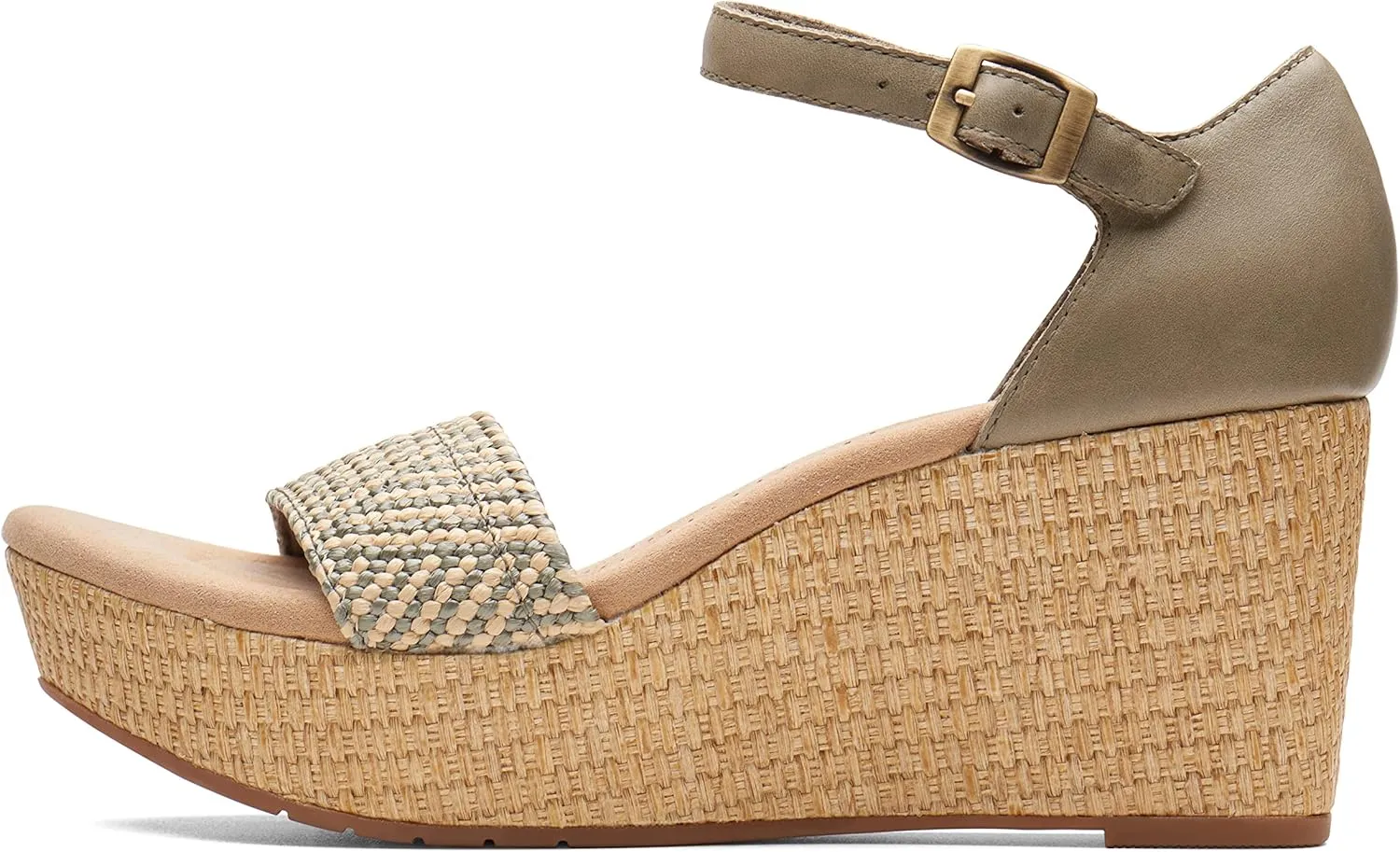 Clarks Womens Rose Ease Leather Ankle Strap Platform Sandals