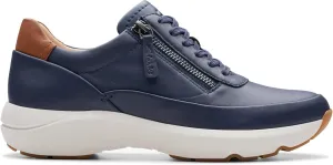 Clarks Women's Tivoli Zip Trainers, Navy leather, 8.5 Women