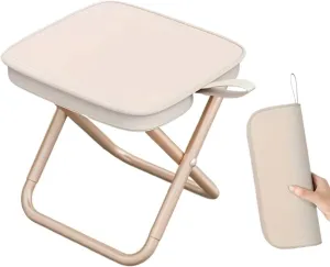 Compact Square Iron Folding Stool - Adjustable Zipper, Portable, Lightweight, and Durable for Outdoor Camping, Fishing, and Back(B)