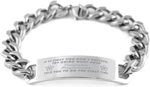 Computer Programmer Bracelet, If at first you don't succeed, try doing what your athletic trainer told you to do the first time., Cuban Link Chain Necklace, Computer Programmer Gifts
