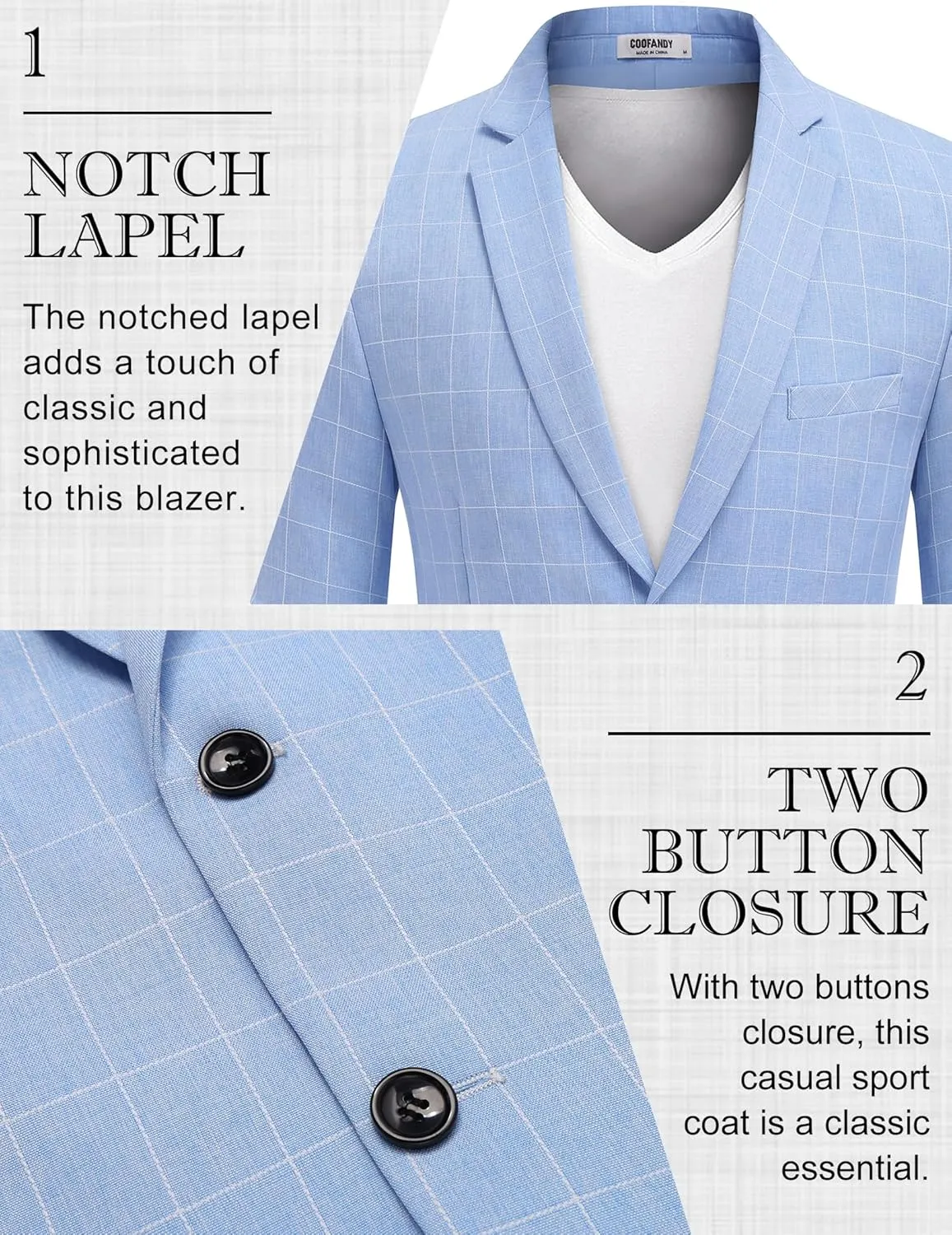 COOFANDY Men's Blazer Casual Sport Coats Two Buttons Lightweight Suit Jacket