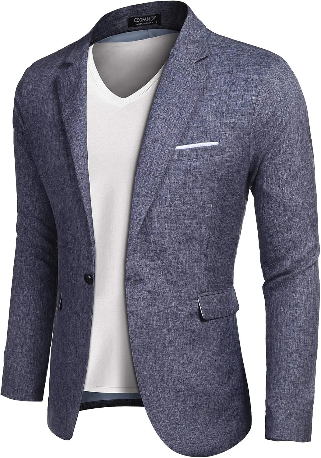 COOFANDY Men's Casual Suit Blazer Jackets Lightweight Sports Coats One Button Linen Texture Jacket
