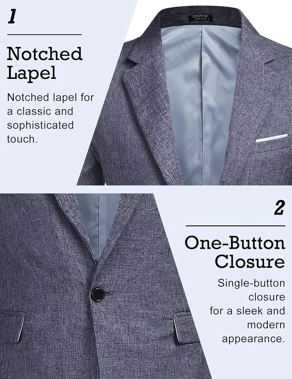 COOFANDY Men's Casual Suit Blazer Jackets Lightweight Sports Coats One Button Linen Texture Jacket