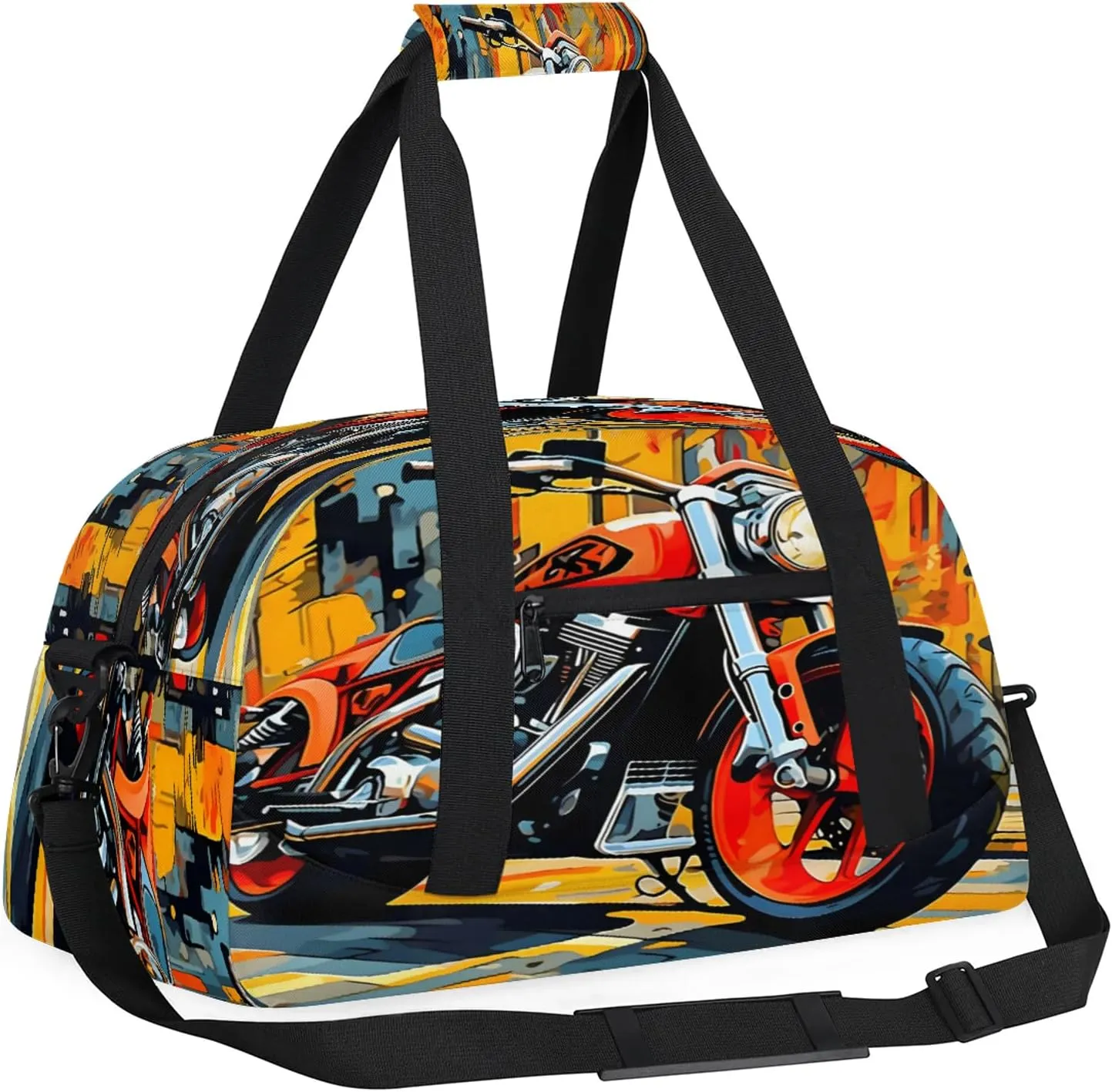 Cool Motorcycle Small Gym Bag 18 inch Carry On Duffel Bag for Weekender Travel Sports Workout Yoga Gymnastics Dance Ballet