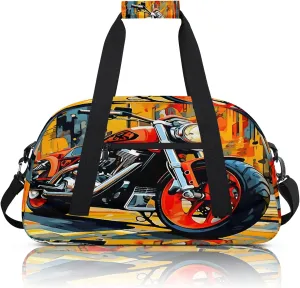 Cool Motorcycle Small Gym Bag 18 inch Carry On Duffel Bag for Weekender Travel Sports Workout Yoga Gymnastics Dance Ballet