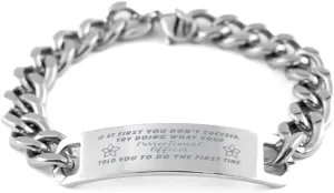 Correctional Officer Bracelet, If at first you don't succeed, try doing what your athletic trainer told you to do the first time., Cuban Link Chain Necklace, Correctional Officer Gifts