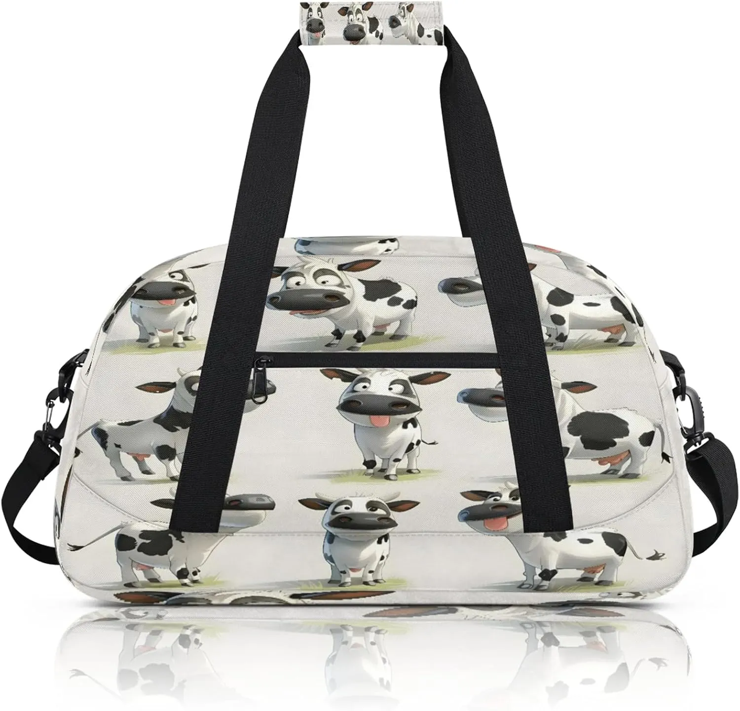 Cow Farm Animal Small Gym Bag 18 inch Carry On Duffel Bag for Weekender Travel Sports Workout Yoga Gymnastics Dance Ballet